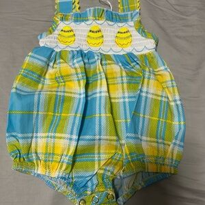 Blue and Yellow Plaid Baby Romper